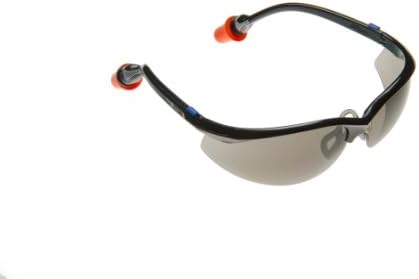 PlugsSafety PSGLS5A-DF Polycarbonate Hard Coated Safety Glasses with Durafoam Ear Plugs, Gray Anti-Fog Lens, Black Frame