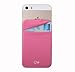 Case Art Plus Credit Card Secure Holder Stick on Wallet [ Lid ] Discreet ID Holder Lycra Spandex Card Sleeves for Smartphones, iPhone 6, Samsung Galaxy Cell Phone Wallet Case 3M Adhesive (Pink)