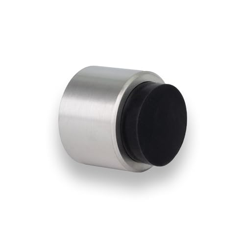 EVI Hardware | Wall Adhesive Door Stop | Ø28x28mm | Matte Stainless Steel | Door Knob Protector | Dual Fixing: Screw Included | Mod. I-198/28-AM