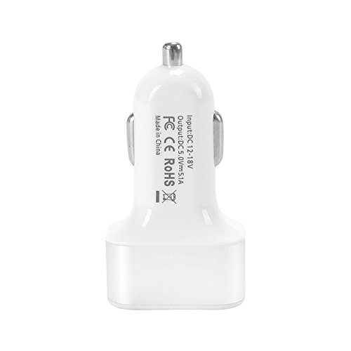 Lipitor three USB12 Watt Apple and Android Car Charger - White
