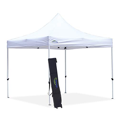 Goutime 10x10 Commercial Grade Pop Up Canopy Tents for Parties Trades Shows, Waterproof Ez Up Canopy with Wheeled Bag, White