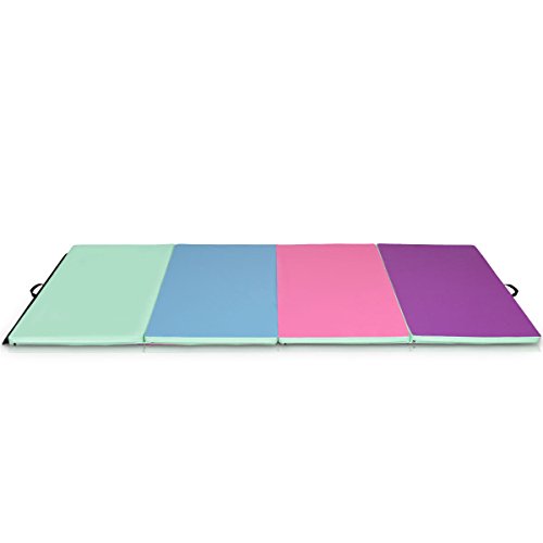 image for Giantex 4'x8'x2 Gymnastics Mat Folding PU Panel Gym Fitness Exercise C