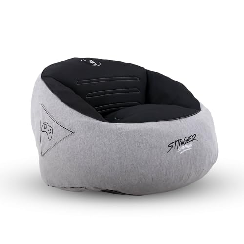 Woxter Stinger Puff Gaming – Ergonomic, Gaming Chair, Filling Included, Stain and Breathable Fabric, Gray & Black