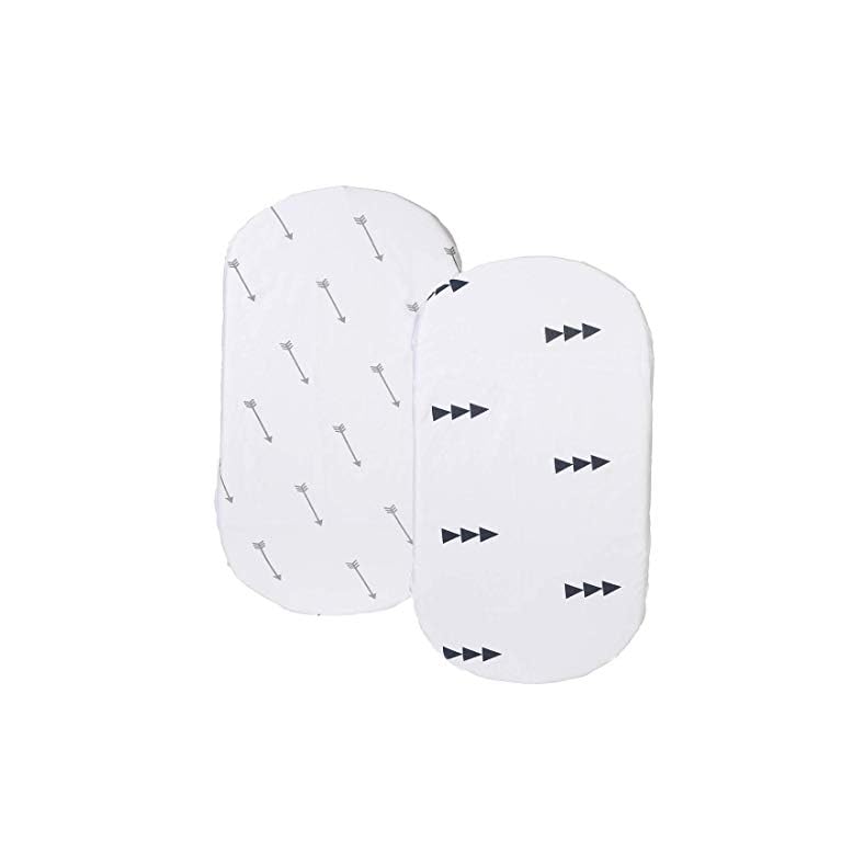 Bassinet Sheet Set 2 Pack 100% Jersey Knit Cotton Ultra Soft and Stretchy for Baby Girl Boy Grey Arrows and Black…