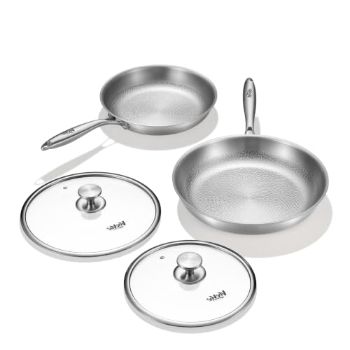 Titanium pans for cooking with lid,10"+12" Nonstick pro frying cookware at Amazon