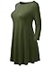 AMORE ALLFY Women's 3/4 Sleeve Round Neck Flare Hem Tunic Olive XXX-Large