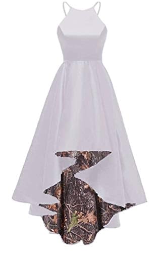 Snow Camo High Low Camo Wedding Dresses DINGZAN Halter Neck A-line
