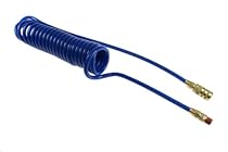Coilhose Pneumatics PR14-25CB15-B Flexcoil Polyurethane Coiled Air Hose with Industrial Interchange Disconnects, 1/4-Inch ID, 25-Foot Length with Industrial Coupler and 1/4-Inch MPT Fitting, Dark Blue