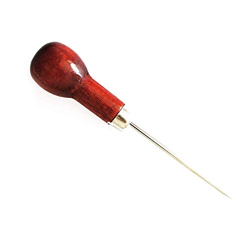 Tcplyn Premium Quality Wooden Handle Clickers Awl Wood Awl Tool Pin Handmade Awl with Wooden Handle Spiked Metal Tool Pointed Blade for Indenting Stitching Punching Holes DIY Garden Hand Tools