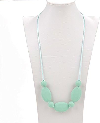 Silicone Teething Breastfeeding Necklace,Stylish for Mom to Wear,Safe Chew Beads for Baby,Best Baby Shower Gift Great Sensory Tool BPA Free Jewelry (Mint)