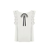FUNOC Ladies Summer Loose Casual Chiffon Ruffles Sleeve Vest Shirt Tops Blouse