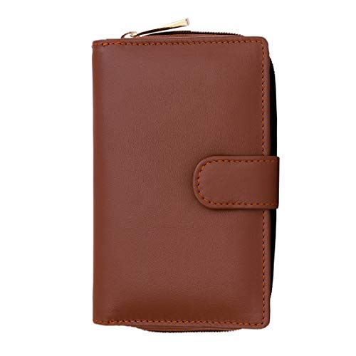 Gleani Leather Tan Womens Bifold Wallet