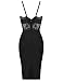UONBOX Women's Sexy Lace Spliced Backless Spaghetti Strap Halter Cocktail Party Bandage Dress Black L