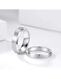 Anillo de carburo de tungsteno para hombres y mujeres, 0.157 in, 0.236 in, ajuste cómodo, borde biselado, plata cepillada, talla 4-14