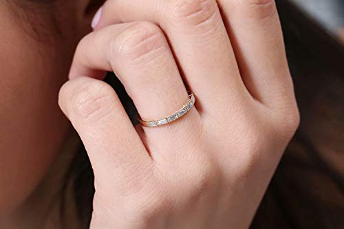 YJLEEX Half Eternity Bands 925 Silver Ring Comfort Fit Size 7