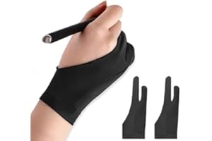 2 PCS Drawing Glove, Digital Art Glove for Graphic Tablet, Artist Gloves with Two Fingers for iPad, Paper Sketching, Smudge G