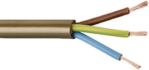 Merriway BH05698 3-Core Round Flex Lighting Lamps Cable, 2183Y 0.5mm Gold, 5 Metres (16.5 feet), Aluminium Gold, 5 m/0.5 mm
