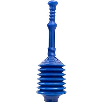 Professional Bellows Accordion Toilet Plunger, High Pressure Thrust Plunge Removes Heavy Duty Clogs From Clogged Bathroom Toilets, All Purpose Commercial Power Plungers For Any Bathrooms, Blue