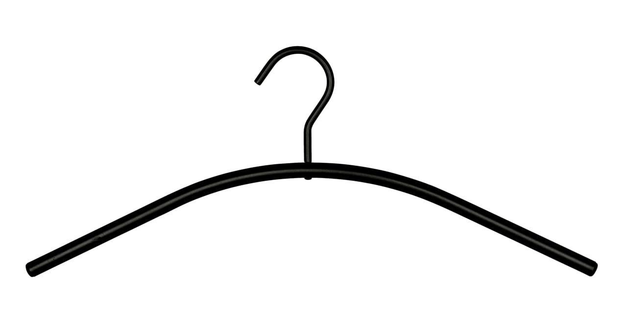 WENKO Neo coat hanger, slim coat hanger for wardrobes made of powder-coated metal with rotating hook, perfect for hanging light jackets and coats, (W x H x D): 45 x 16 x 1.2 cm, black
