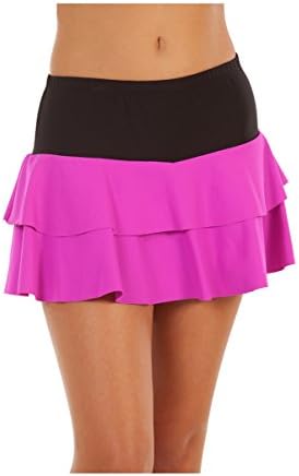 Show No Love Women's Tournament Doubles Tiered Skirt in black and fushia (size XL)