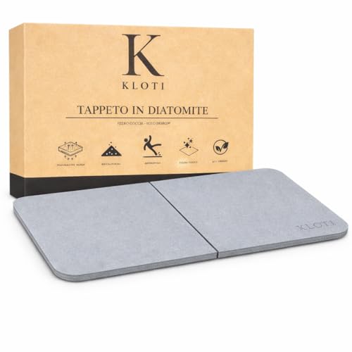 KLOTI Diatomite Bathroom Rug, Non-Slip Bath Mat, Absorbent Shower Mat, Non-Slip Bath Mat, Quick Drying Anti-Mildew, 60 x 39 cm, Grey
