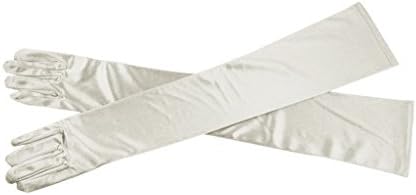 Fankeshi Women's Classic Adult Size 21" Long Party Bridal Dance Opera Length Satin Gloves (Ivory)