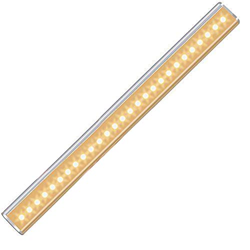 Motion Sensor Light, Wireless Rechargeable 27LEDs PIR Motion Activated LED Night Light Lighting Bar for Corridor Stairway Kitchen Cabinet Closet Drawer Under Counter Cupboard(Warm White)