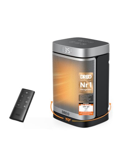Dreo Heizlüfter Energiesparend Klein, 1500W Heizung Elektrisch mit Thermostat, 70° Oszillierend Elektroheizung, PTC Keramik Heizlüfter Leise, ECO-Modu