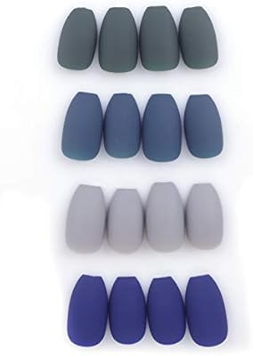 Siusio 96 Pcs Colorful Fake Nails 4 Pack Olive Sapphire Misty Grey Full Cover Coffin Medium Ballet Matte Artificial Acrylic Nails Peacock Blue No Glue Included Buy Online At Best Price