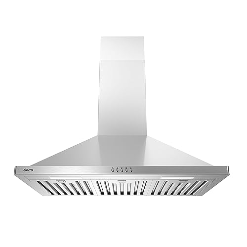 CIARRA Range Hood 30 inch Wall Mount Chimney Hood Range 450 CFM Ducted and Ductless Kitchen Hood Vent in Stainless Steel, CAS75302