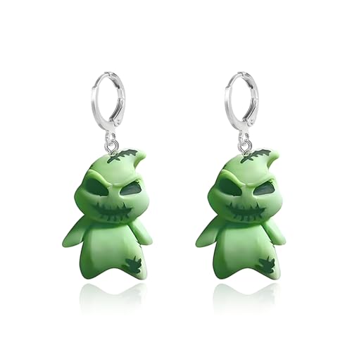 QLYOVWE Halloween Green Ghost Earrings