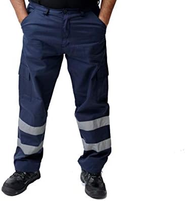 HVY Hi Viz-High Visibility Navy Work Trousers, Combat Cargo Navy Pants Trousers