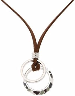 Amazon ウィゴー メンズ Wego ウィゴー Wego レザーダブルリングネックレス ブラウン F メンズ 通販