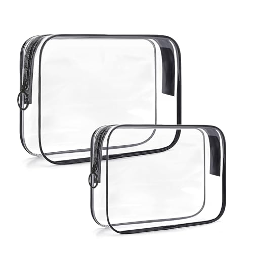Photo 1 of *PARTIAL SET*
ploimyur Clear Makeup Bag, 2 Pack TSA Approved Toiletry Bag for Travel Size Toiletries, Quart Size Clear Cosmetic Organizer bag for Women Men, Carry on Airport Airline Compliant Bag(Black-2pcs)