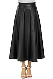 Zeagoo Women Winter Synthetic Leather High Waist Midi Maxi Long Skirt (XX-Large, Type 1),XX-Large,Type 1