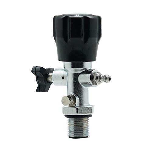 IORMAN Paintball CO2 Tank Compressed Air DIN Valve Gauge & Fill Station, 300bar/4500psi High Pressure, 7/8-14 UNF Male Thread, with 24" Charging Hose for PCP Game
