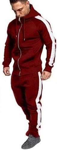 Gallity Mens Warm Sports Jogging Tracksuit Sweatshirt Top + Bottoms Set Autumn Winter (L, Red)