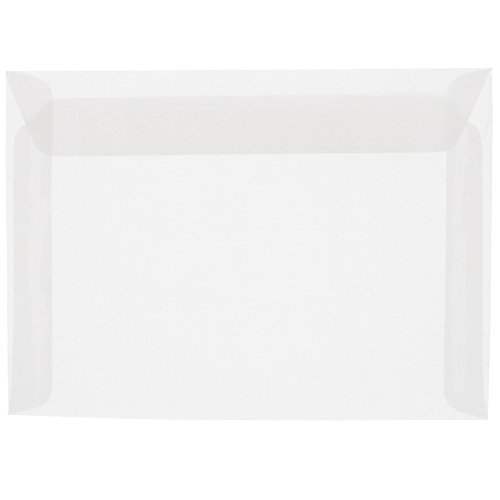 JAM PAPER 9 x 12 Booklet Translucent Vellum Envelopes - Clear - 50/Pack