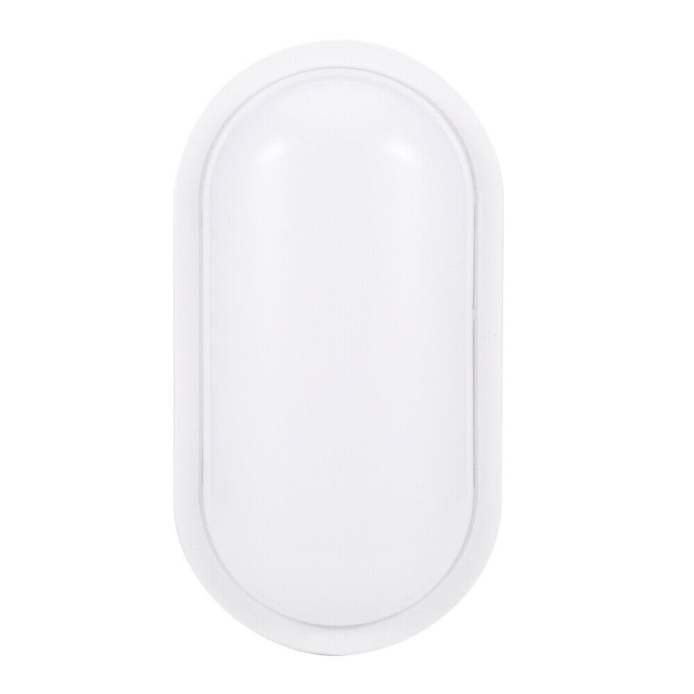 Supertech 24W White Oval LED Bulkhead Light - IP65 Rated Security Wall Light for Outdoor Garden, Garage, Pathways, & Porches – Energy Efficient, Frosted Cover