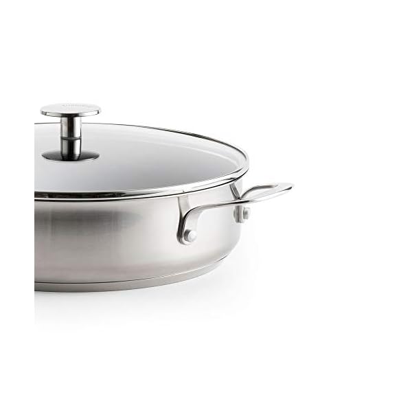KitchenAid-Skillet-with-2-Side-Handles-and-Lid-Non-Stick-Stainless-Steel-Skillet-Induction-and-Oven-Safe-Cookware-28-cm43-Litres KitchenAid Stainless Steel 3-Layer Non-Stick 28cm/4.3 Litre Sauté Pan, Induction, Oven Safe, Dishwasher Safe, Silver