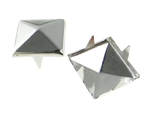 150 METALL PYRAMIDE NIETEN KILLERNIETEN ZIERNIETEN DIY SPIKE 8mm ALTSILBER 612