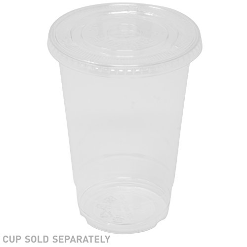 Simply Deliver Flat Lid for 16, 20, and 24 oz Cold Beverage Drink Cups, Crystal Clear PET, 1000-Count