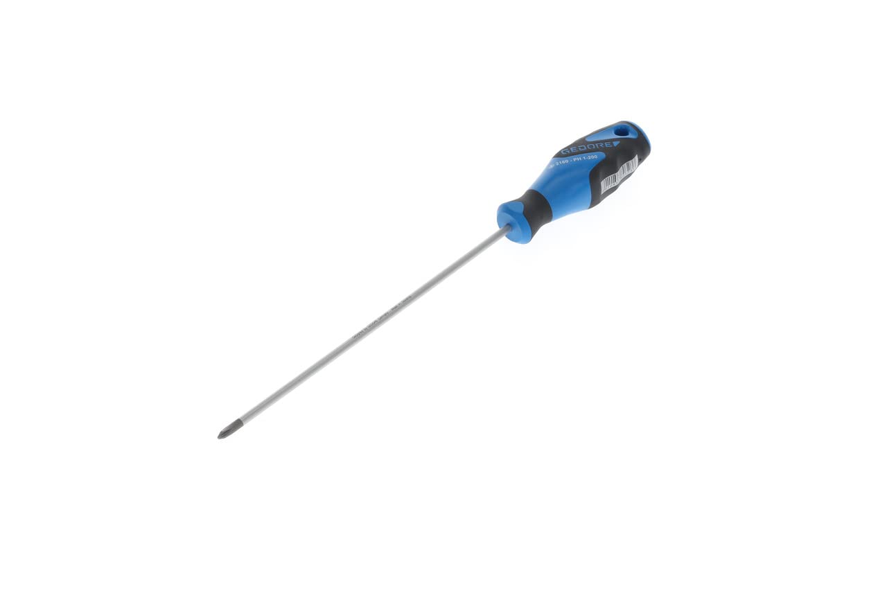 GEDORE Screwdriver Phillips PH1, Screwdriver, 3-component handle, length 300 mm, Tool, 2160 PH 1-200, Steel