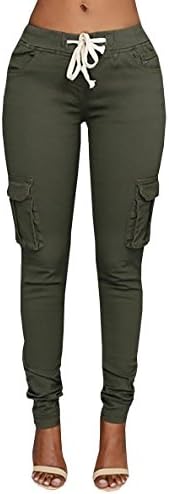 Offergood Women Casual Solid Bodycon Bandage Lace Up Denim Pants Jeans with Pocket