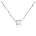S.Leaf Simple Floating Square Pendant Necklace Silver Cube Charm Necklace (Silver)