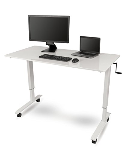 60" Crank Adjustable Height Standing Desk (White Frame/Gloss White Top) - Thumbnail 6
