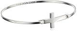 Sterling Silver Sideways Cross Engraved Bangle Bracelet, 8"