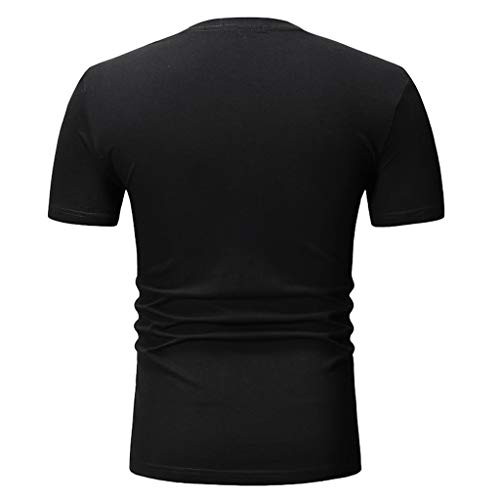 YKARITIANNA Fashion Men Casual Summer Print Short Sleeve O-Neck Tops Blouse T-Shirt Black