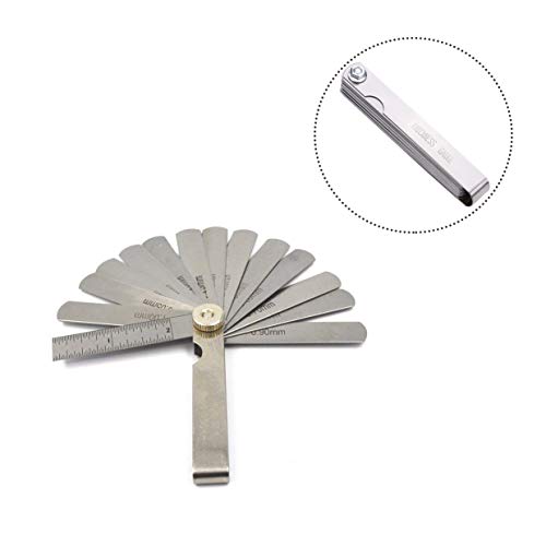 Cyful Stainless Steel 14 Straight Leaves Metric 0.05 to 0.5mm Feeler