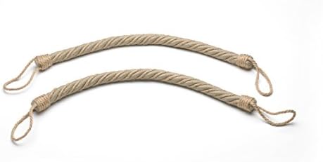 Jute Curtain and Drapery Tiebacks for Outdoor or Indoor use, 1 pair, 18” long by 3/4” thick